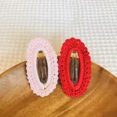 フリル編みパッチンどめ【ハンドメイド】