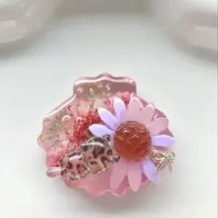 【再販△】レジン　ヘアゴム シェルと猫ちゃん　ミルキーオレンジ◡̈♥︎ 再販△】レジン ヘアゴム シェルと猫ちゃん ミルキーオレンジ◡̈