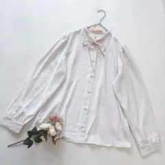 フィント F.i.n.t スタンドカラー 長袖ブラウス レース リボン ガーリー