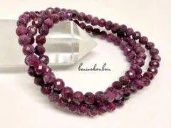 天然石ルビー4.5mm 64面カット 3連ブレス｜勝利の石・情熱・行動力・自信