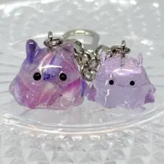 仲良し めんだこ メンダコ クリア キラキラ 星 チャーム キーホルダー