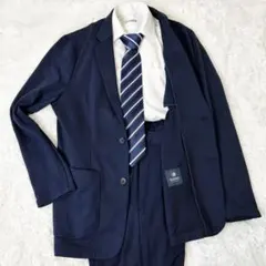 ナノユニバース トラベルスーツ ネイビー L ストレッチ セットアップ 2B