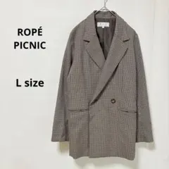 ROPÉ PICNIC ガンクラブチェック柄　テーラードジャケット　L ブラウン