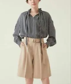 【美品】マルティニーク　ギャザーボウタイブラウス