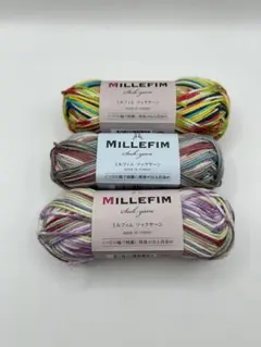 セリア MILLEFIM ミルフィム ソックヤーン 3色3玉セット 段染め 毛糸
