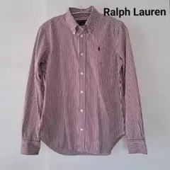 ラルフローレン スリムフィット シャツ ストライプ 4号 ワインレッド