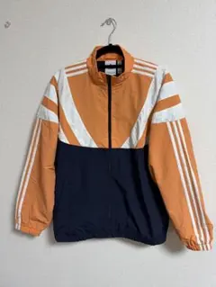 アディダスオリジナルス ナイロンジャケット オレンジ 紺 スリーライン