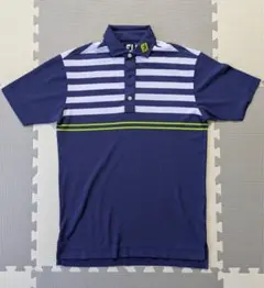 FootJoy メンズ 半袖ポロシャツ ネイビー ボーダー Mのサムネイル