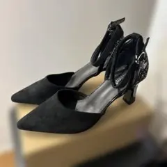 【新品】ブラック スエード グリッター ハイヒール キャバヒール パンプス