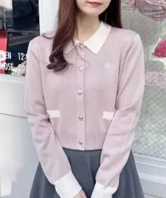 【新品未使用】INGNI襟付配色金ボタンニットカーディガン