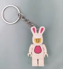 レゴ互換 キーホルダー 白　ウサギ　うさぎーホルダー　ラビット