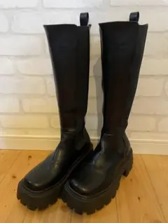 スライ　ブラックロングブーツ 厚底ソール　サイドゴア　SLY