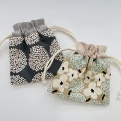 【M008】ミニ巾着2点セット　ハンドメイド　小物入れ　ミニポーチ