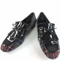 DIANA キルトローファー エナメル チェック 黒 24cm