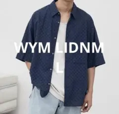 WYM LIDNM 春夏きれカジ シアー半袖シャツ 青 Lサイズのサムネイル