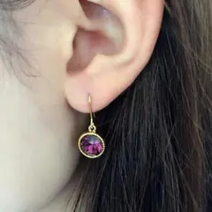 スワロフスキー☆大粒ピアス アメジスト