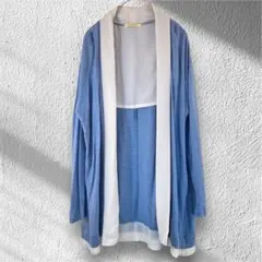 ROSE BUDカーディガン　重ね襟　オープンフロント　F 青白　上品　658