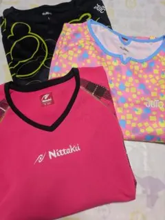 卓球ユニフォーム3点セットNittaku ピンク juic ピンク　黒