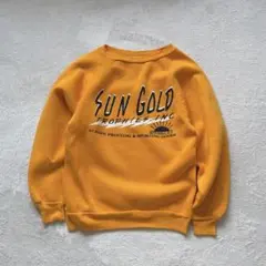 SUN GOLD プリントトレーナー オレンジ　アメカジ　スウェット　Sサイズ
