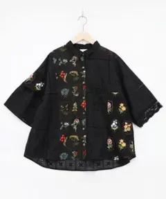 スカラー 162601：花刺繍×コットンレース×シアー 異素材シャツ - メルカリ