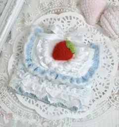 ふわもちいちごポーチ 水色