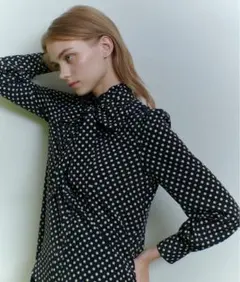 【LOULOU WILLOUGHBY】デシンドットフリルボウタイBL 新品