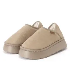 スエード調 ボア 厚底 ムートン スリッポン