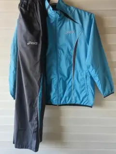 asics ウィンドブレーカージャージ上下セット 青　サイズO