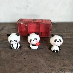 当時物 内藤ルネ 陶器製 パンダ トリオ 汚れあります
