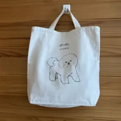 アイボリー犬柄トートバッグ