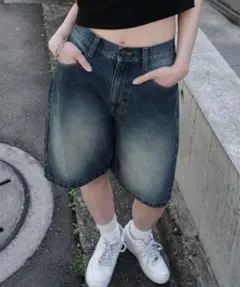 WEGO/【25年春夏新作】ヴィンテージウォッシュデニムハーフパンツ