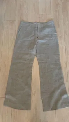 美品　R'IAMPLAGEリネンベージュフレアパンツサイドスリットワイドパンツ