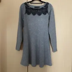 MERCURYDUO/マーキュリーデュオ/レース付きミニ丈ニットワンピース長袖