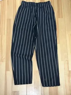 ストライプ ワイドパンツ デニムネイビー