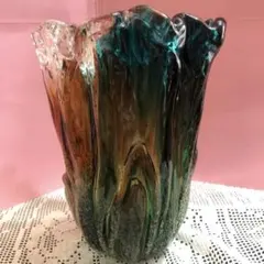 ガラス花瓶　昭和レトロ　ビンテージ
