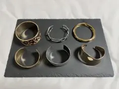 6点セット バングル・リストバンド ゴールド レオパード柄