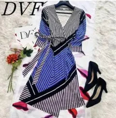 DIANE von FURSTENBERG ラップワンピース　ストライプ　シルク