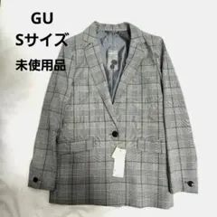 未使用 GU グレー系チェック テーラードジャケット S