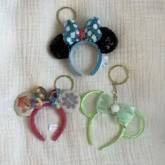 ディズニー　ミニカチューシャキーホルダー　3個セット