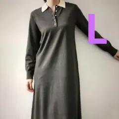 美品❣️WEB完売❣️配色ポロ衿ニットワンピース
