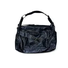 archive grunge Leather shoulder bag 黒