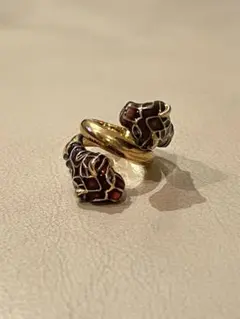 日本サイズ18号】GUCCI ダブルタイガーヘッド カラーストーン リング 