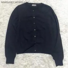美品《マーガレットハウエル》ウール100% クルーネックカーディガン ブラウン