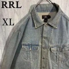 【三つ星タグ90s】ダブルアールエル　レザーパッチ　デニムジャケット　XL