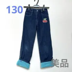 美品★MIMI K チェリー刺繍 裏起毛デニム130センチ
