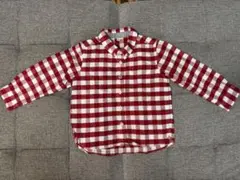 無印 赤チェックシャツ