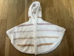 ベビーポンチョ　70-80㎝　ホワイト　ピンク