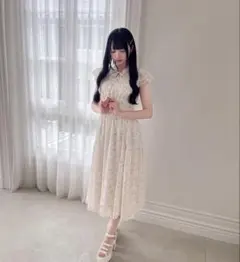 michellMacaronミシェルマカロン ドットフリルティアードワンピース