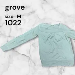grove 長袖ニット セーター ライトグリーン Mサイズ薄手ニット水色古着のサムネイル