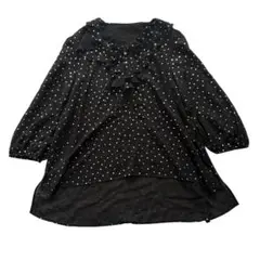 グレースコンチネンタルGRACECLASS箔ドットプリントトップブラウス黒フリル